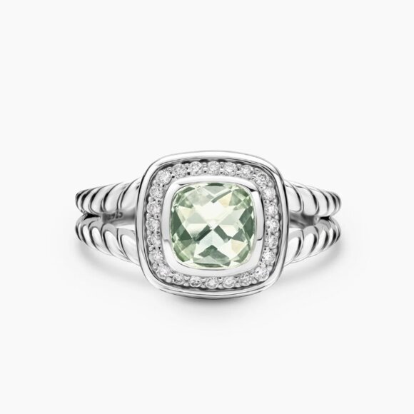 [David Yurman] Petite Albion Ring, Sterling Silver with Prasiolite and Diamonds - Picture 2 of 4
